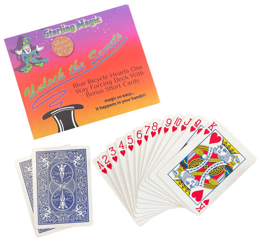 Ted's Sterling Magic Bicycle One Way Force Deck Trick Kit - Red Backed, Queen of Clubs